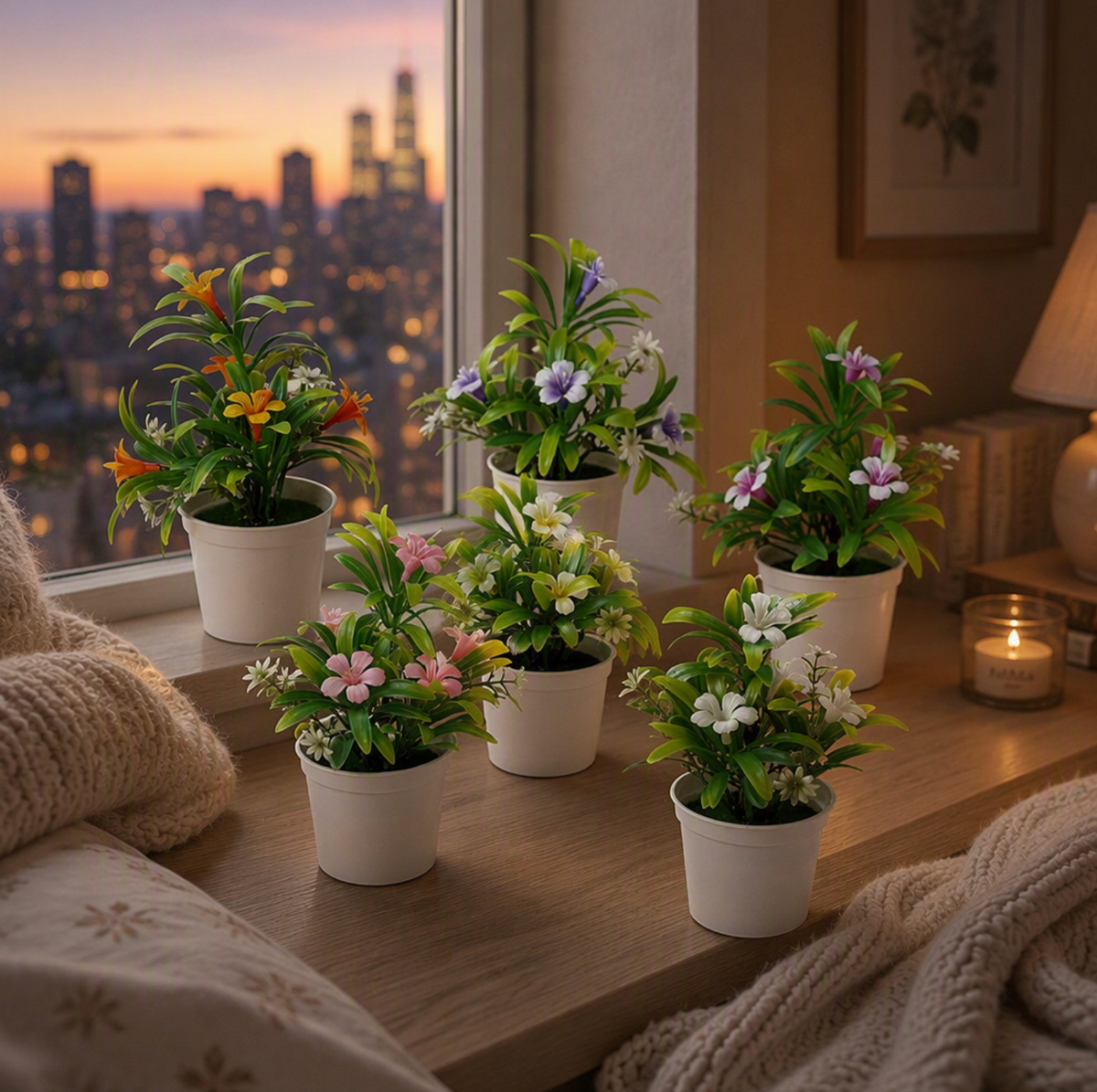 Artificial Morning Glory Potted Plant