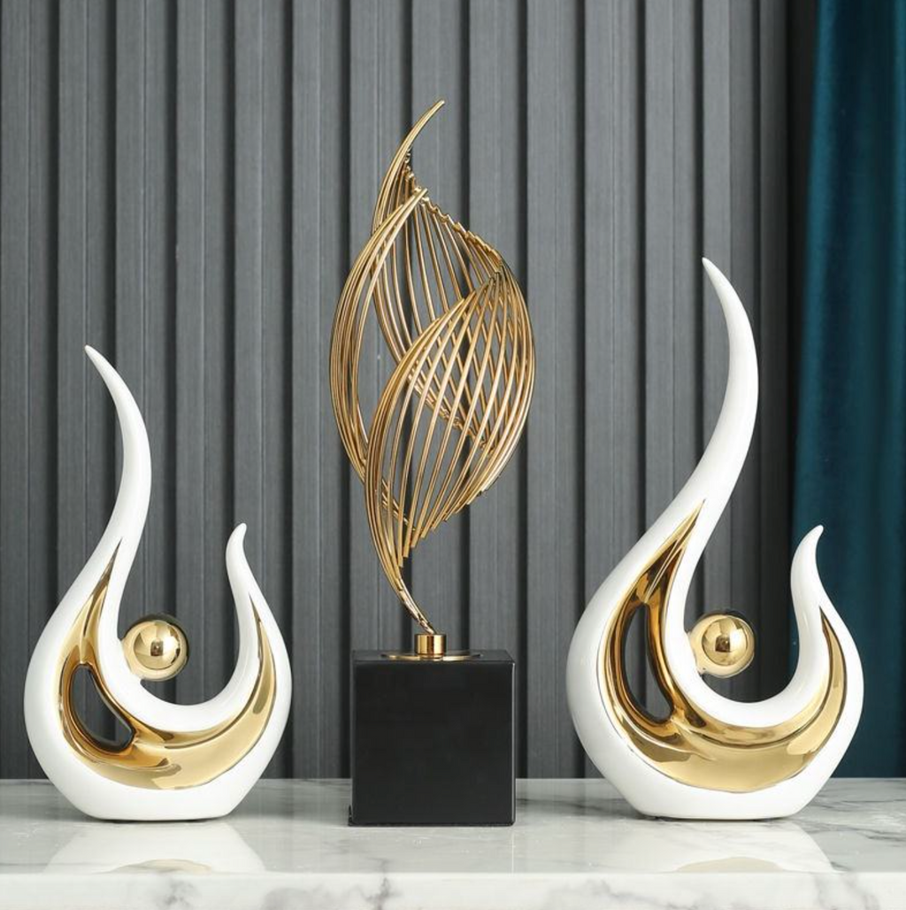 Nordic Luxury White Ceramic Geometric Ornament