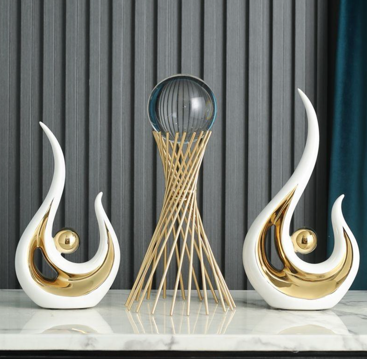 Nordic Luxury White Ceramic Geometric Ornament