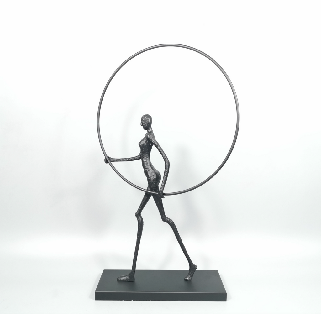 Modern Abstract Walking Woman Sculpture
