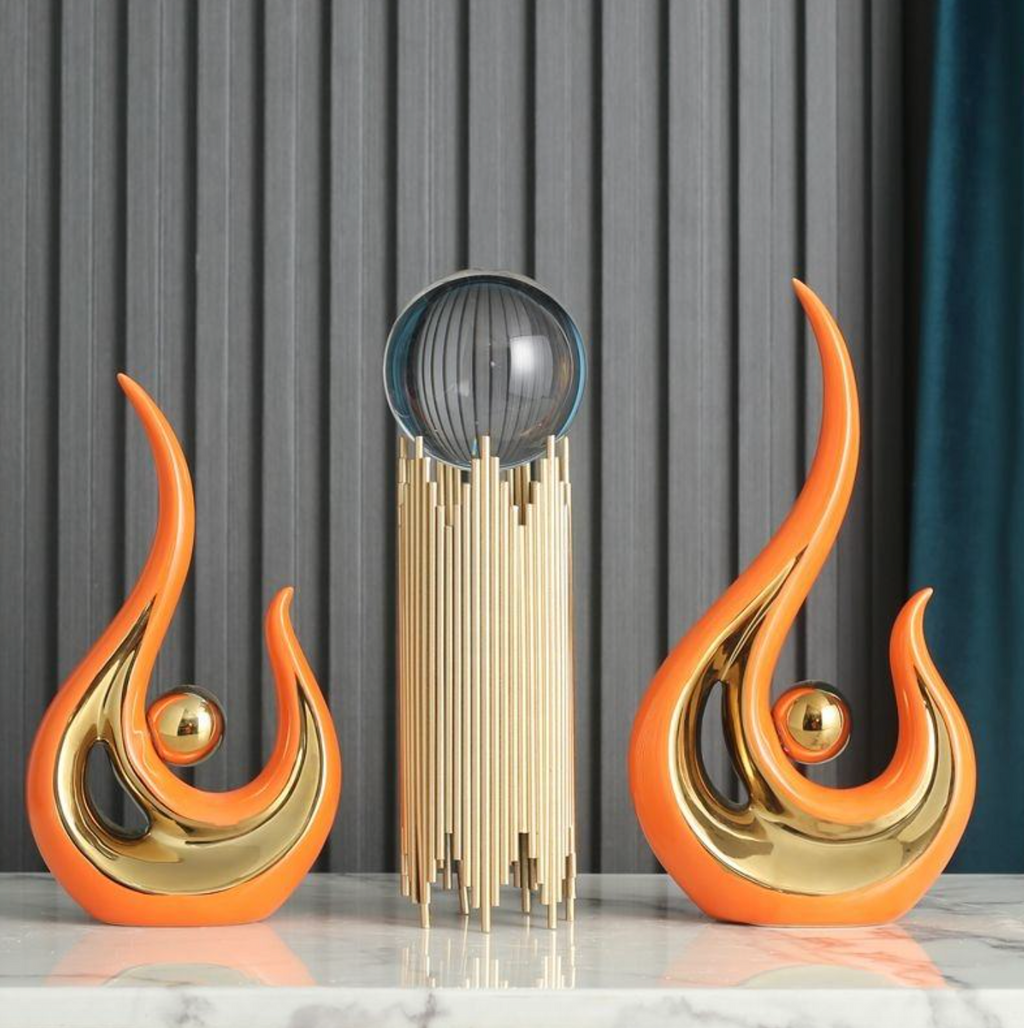 Nordic Luxury White Ceramic Geometric Ornament