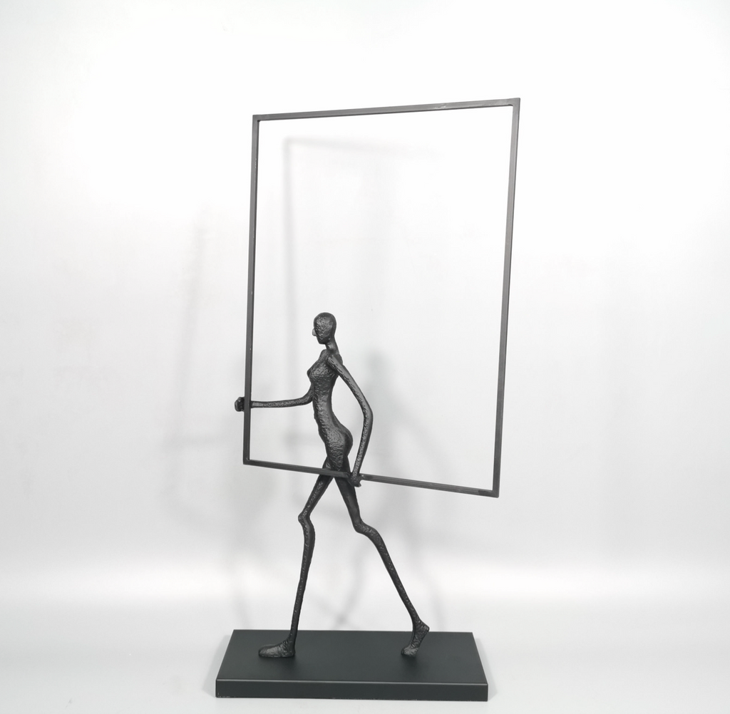 Modern Abstract Walking Woman Sculpture